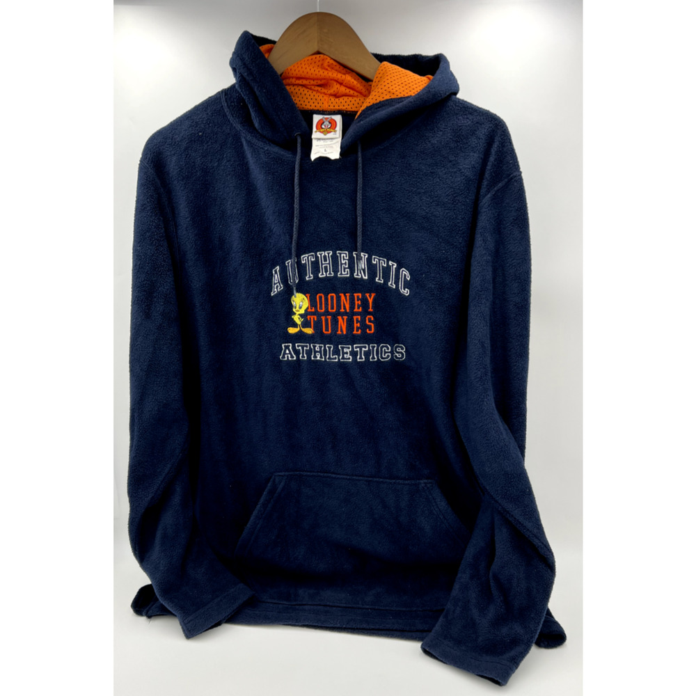 Looney Tunes Authentic Athletics Large Hoodie Navy Tweety Bird Orange Polyester